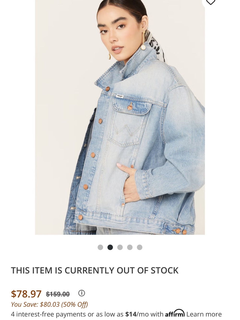Wrangler Light Wash Blue Mens/Womens Denim Trucker Jacket